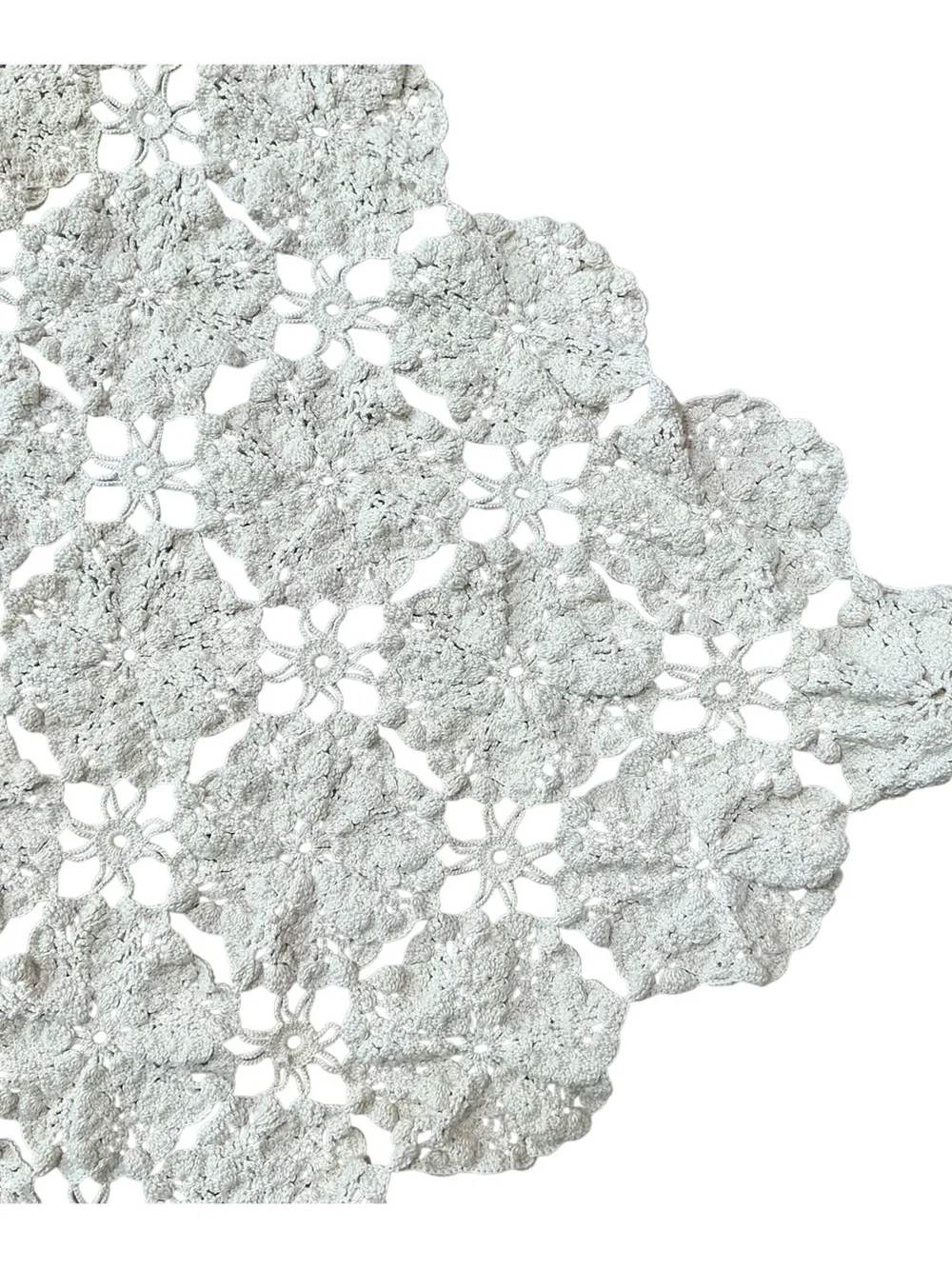 Vintage crochet reversible beige/ecru table cover 60 x 75